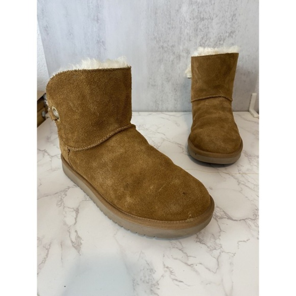 Koolaburra by UGG Remley Ankle Boots Women's Sz 10 Chestnut Brown Fur Lined